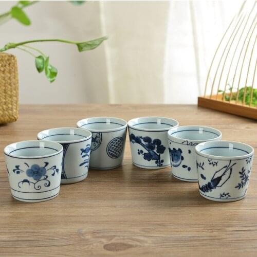 New blue and white porcelain tableware teacup water cup Japanese creative tableware coffee milk cup