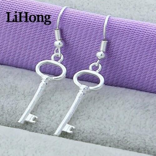 New Style 925 Sterling Silver Earrings, Key Earrings, Heart Earrings, WomenS Earrings, Glamour Jewelry, Wedding Gifts