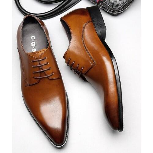 Shoes Men Business Genuine Leather Shoes Frenulum Cusp Breathe British Styl Cowhide Formal Leather Men Shoes for Wedding Party