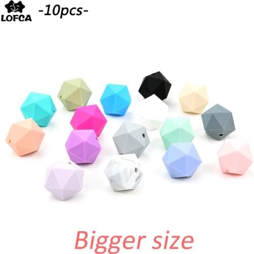 Wholesale 10pcs/lot Icosahedron Teethers Beads Silicone BPA Free Cartoon Hexagon Silicone Teething Beads Baby Teething Toys Gift