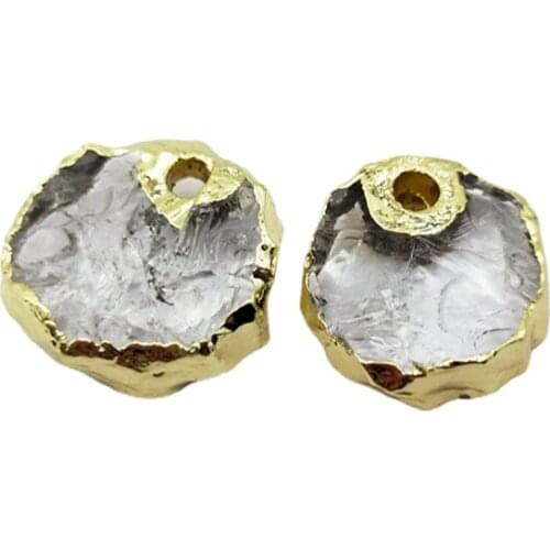 Wholesales raw crystal pendant, gold plated quartz pendants for necklace making jewelry finding supplier