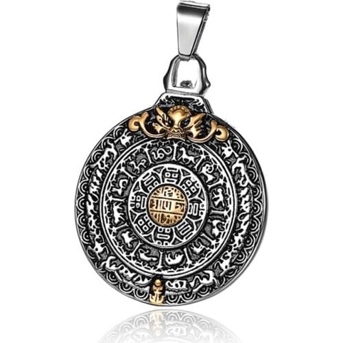 BOEYCJR Buddhism Gossip Patron saint Pendant Necklace Statement Chain Fashion Energy Lucky Charm Necklace for Men or Women