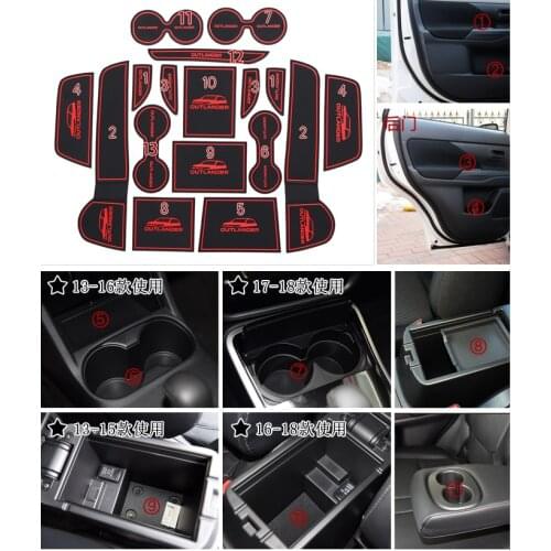 Auto anti-slip cup mat non slip door gate pad for mitsubishi outlander 2013-2018