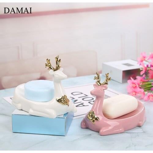 Nordic Deer Decorative Soap Dish Creativity Animal Decor Soaps Box Hotel Restroom Soap Holder Bathroom Decoration Accessories