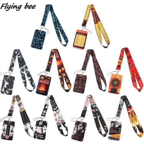 Flyingbee X1637 Lanyard Credit Card ID Holder Bag Student Travel Bank Bus Business Card Cover Badge For Designer Fireman Child