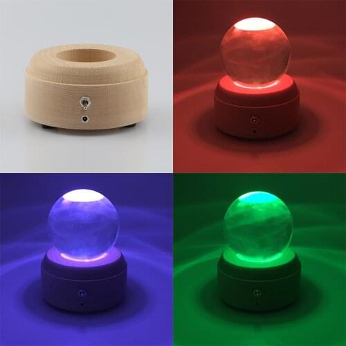 Luminous Wooden Display Stand Crystal Glass Lens Ball 80mm 100mm Photography Lensball Lamp Base Magic Sphere Globe Light Holder