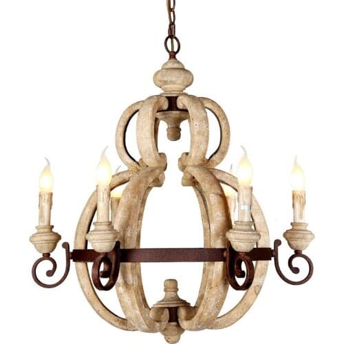 Vintage white wood chandeliers retro suspension hanging light loft foyer chandelier in dining room kitchen antique light fixture