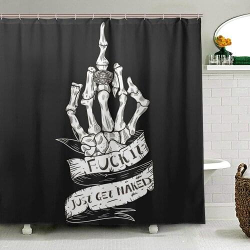 Skull Shower Curtains Funny Rock Roll Bathroom Curtain Fabric Bridal Polyester Washable Waterproof 12 Hooks for Shower Room