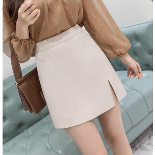 Women Sexy Mini Split Skirt High Waist A-line Slim Skirts with Zipper Office Lady Casual Comfortable Soft Fashion Mini Skirt
