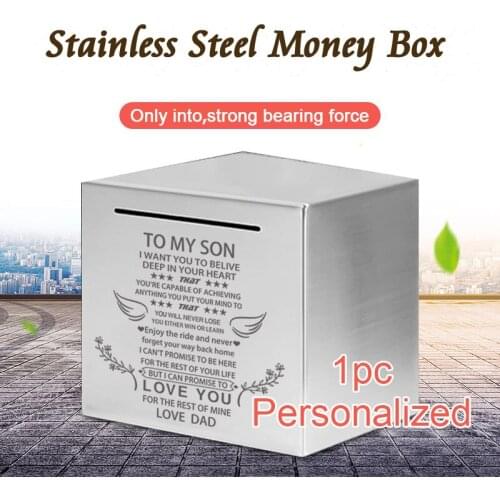 Hard Piggy Bank Stainless Steel Lover Deposit Box Safe For Adults Can Only Save Customized Engraved Dropshipping CQG00047