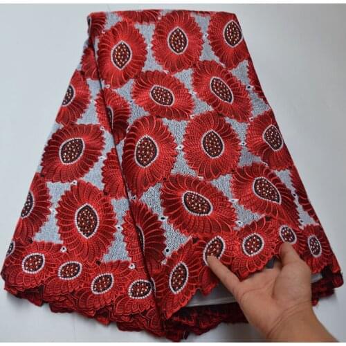 100% Cotton Design Swiss Voile Lace In Switzerland With Stones African Dry Lace Fabric High Quality Nigerian For Wedding CT4-5