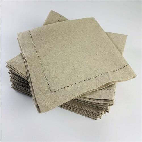 Napkins Color oatmeal Hemstitched Linen Table Napkins/Dinner Napkins For dinner party 19.5x19.5-inch