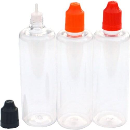 5pcs Clear PET Plastic Bottle Empty E Liquid Dropper Bottles 100ml Vial With Child Proof Cap