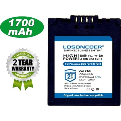 1700mAh CGA-S006 CGA-S006E CGR-S006GK S006A DMW-BMA7 Battery For Panasonic DMC-FZ7 FZ8 FZ18 FZ35 FZ28 FZ38 FZ30 DMC-FZ50 FZ30