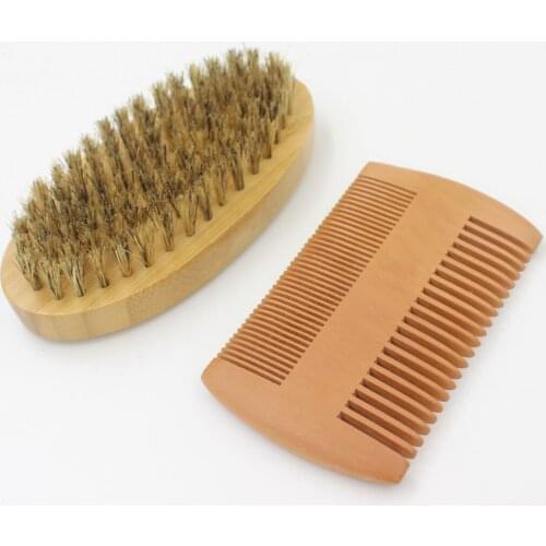 Bamboo Handle 100% Natural Boar Bristle Oil for men Beards and Mustache Beard Brush with Comb
