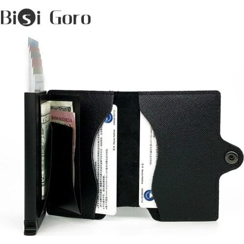 BISI GORO 2020 New Smart Wallet Pop-Up PU Leather Card Wallet High Quality RFID Blocking ID Card Case Security Anti Slim Wallet