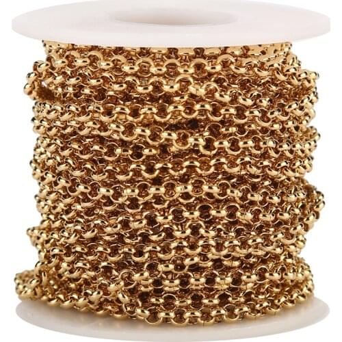 2M/5M/10M Stainless Steel Curb Cable Chain Link Necklace Width 4mm DIY For Necklace Bracelet Jewelry Making