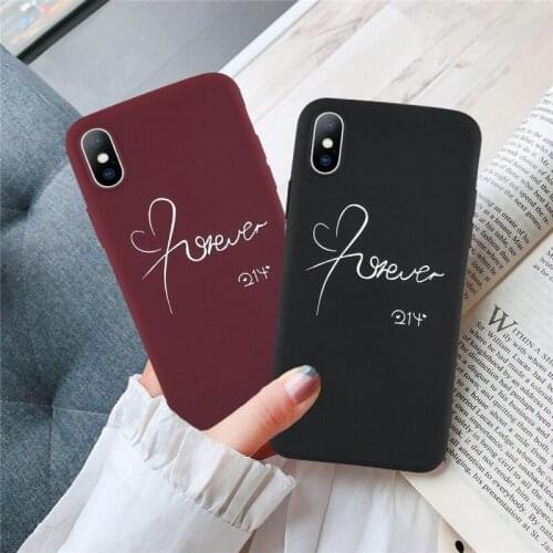 GYKZ Love Heart Couple Case For iPhone XR XS MAX X 11 Pro 7 8 6 6s Plus Funny Letter Art Lines Soft Phone Cover Wine Red Fundas