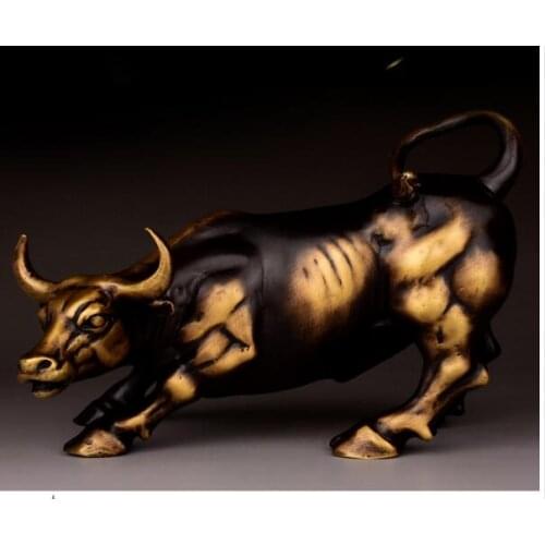 HOME SHOP STORE Stock equity market Money drawing wealth Good luck Efficacious Mascot Talisman bull bullish stock brass statue