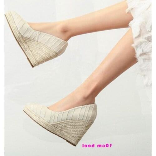 LIHUAMAO Espadrilles wedges heel platform causal women shoes pointed toe sip on skid resistance comfort high heel shoes party