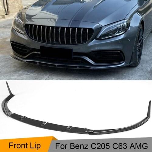 Car Front Bumper Lip for Mercedes-Benz C Class C205 C63 AMG Coupe 2 Door 2015-2019 Carbon Fiber Front Lip Spoiler Protector