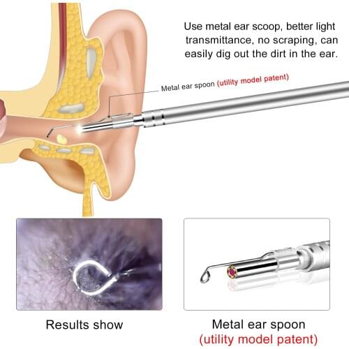 Ear Cleaner Ear Endoscope Camera 3.9MM Lens 640*480P IP67 Waterproof Inspection Otoscope Camera Visual Ear Spoon Cleaning Tool