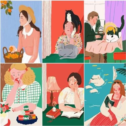 GATYZTORY Picture By Numbers Girl Acrylic On Canvas DIY Frame Simple Oil Painting By Numbers For Living Room Decor 40x50cm