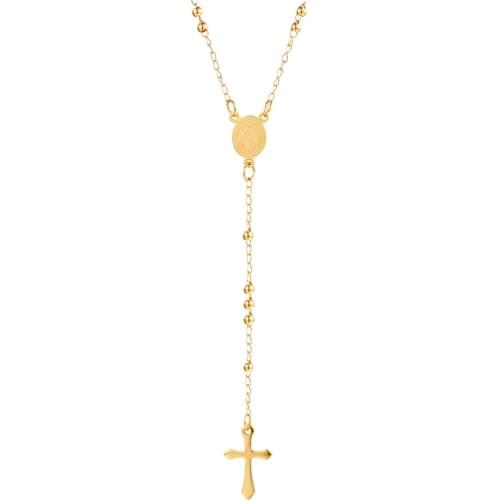 Classic Mary / Jesus Hanging Long Chain Cross Necklace Pendant Titanium Steel High Quality Bead Necklace Jewelry Gift For Women