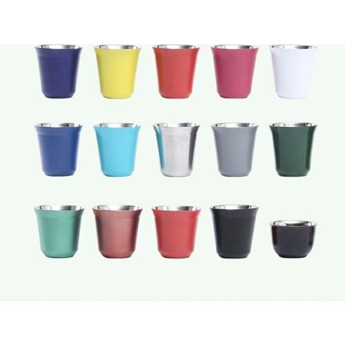 2 PCS 304 Stainless Steel Espresso Cups Double Wall Thermally Insulated Capsule Coffee Mug for Indoor or Outdoor Events 80/160ML