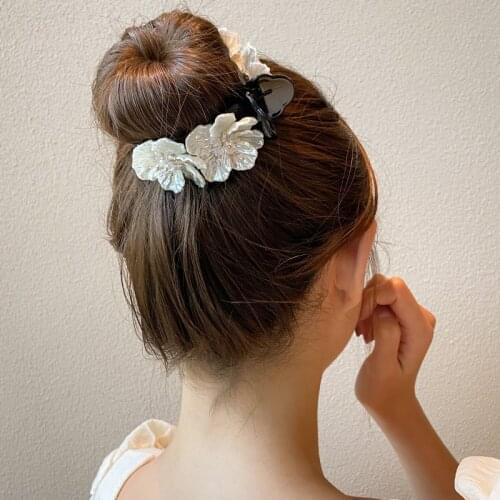 Korean Shell Flower Hair Clips Big Crabs For Ponytail Bun Hair Clamps Hairpin Accessories Fashion Headdress Gifts