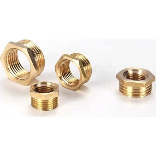 10PCS Brass Adapter Fitting Hexagon Bush Male to Female Connector 1/8" 1/4" 3/8" 1/2" 3/4" 1" Copper Core Fit Straight Through