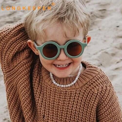 LongKeeper 2021 Fashion Round Kids Sunglasses Girls Colorful Sun Glasses Boys Children Vintage Anti-UV Eyeglasses infantil Gafas