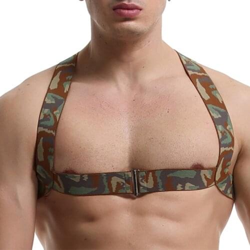 Men Chest Harness Belt Strap Adjustable Chest Harness Bdsm Bondage Arm Shoulder Bondage Gay Clubwear Costume Elastic Crop Tops