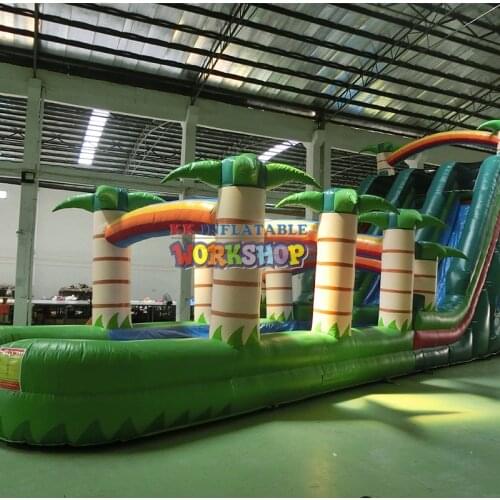 Commercial colorful PVC double lanes inflatable water slide Blue Double Lane slip n slide inflatable water slide with pool