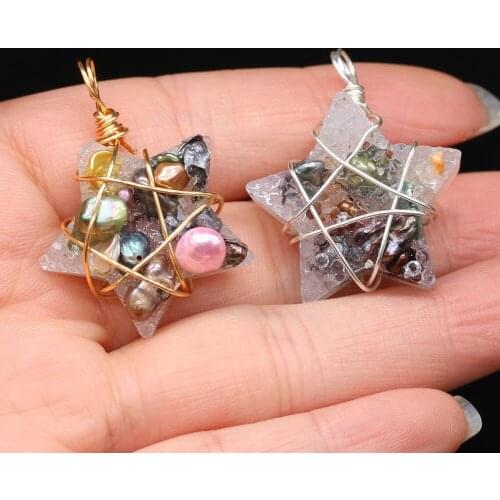 Natural Freshwater Cultured Pearl Pendant Copper Wire Winding Charms for Jewelry Making DIY Necklace Earring Accessories Gift