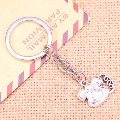 20pcs New Fashion Keychain 22x18mm telephone phone Pendants DIY Men Jewelry Car Key Chain Ring Holder Souvenir For Gift