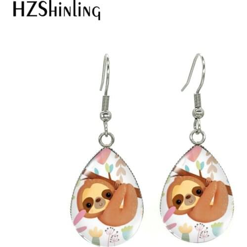 New Cool Slowly Animals Lazy Sloth Jewelry Tear Drop Dangle Earrings Handcraft Stainless Steel Fish Hook Earrings