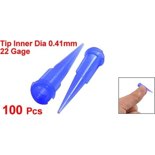 NEW-Plastic/Stainless Steel Industrial Dispensing Needle Tip, 22 Gauge, 0.41mm Opening Size, Blue (Pack of 100)