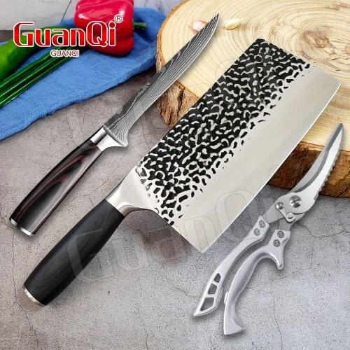 Handmade Forged Stainless Steel Cleaver Chopping Knife for Meat Bone Fish Fruit Vegetables Slicing Chef Knife Boning Fish Knife