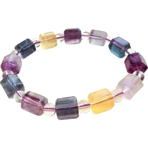Wholesale Color Fluorite Natural Stone Bracelets Geometric Polygonal Shape Beads Bracelets For Women Fresh Crystal Jewelry