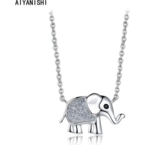 AIYANISHI 925 Sterling Silver Necklace Cute Elephant Pendant Necklace Silver Jewelry Wedding Anniversary Engagement Gifts