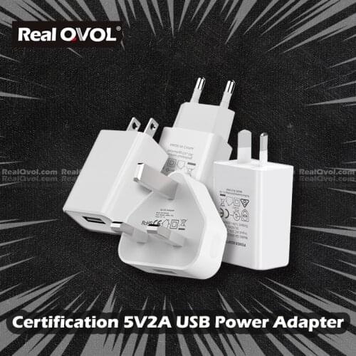RealQvol Certification 5V2A USB Power Adapter CE FCC UL KC ASS ROSH PSE EU US UK AU KR Plug Raspberry PI supply charger Adaptor