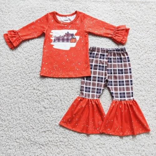 RTS wholesale Cute Little Toddler Girls Outfits Ruffles Tops Christmas Outfits Boutique Kids Clothing-Sets