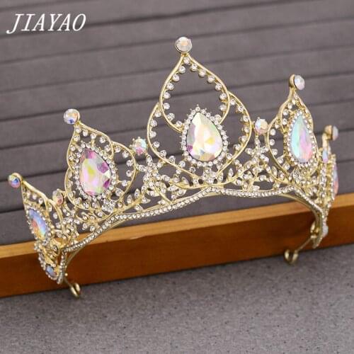 Wedding Crown Crystal Rhinestone Crown Bridal Hair Accessories Colorful Crystal Bride Tiara and Crown Queen Princess Headpiece