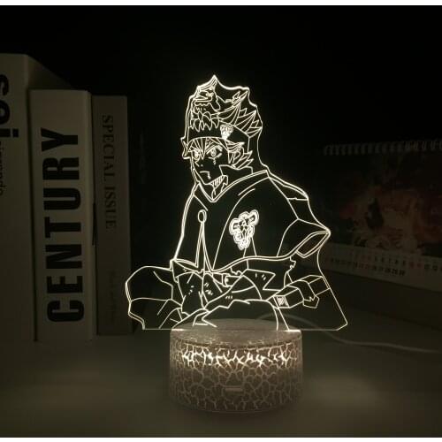 White Base 3D LED Lamp Anime Black Clover Asta for Bedroom Decor Nightlight Birthday Gift Manga Acrylic Room Table Lamp