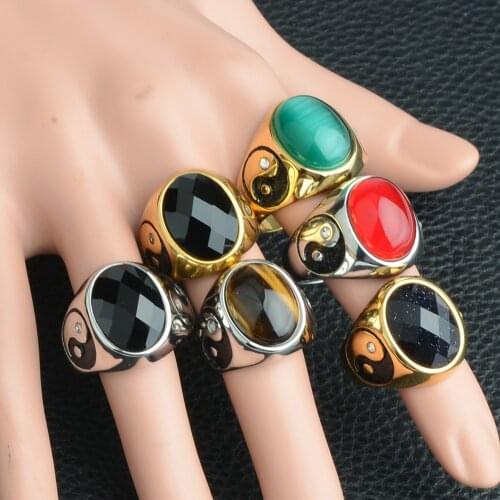 Traditional Chinese Ying Yang Rings for Men 316L Stainless Steel Exorcism Gossip Male Prayer Jewelry Drop Shipping Wholesale