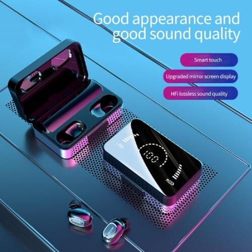 TWS Wireless Bluetooth Headphones With Charging Box HD Mirror Screen LED Display Bluetooth 5.0 Headphones 9D HIFI Stereo Headset