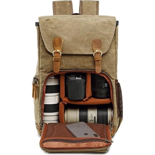 Batik Canvas Waterproof Trendy Vintage Leisure Photography Bag Outdoor Wear-resistant Large Backpack Men for Canon Nikon Sony