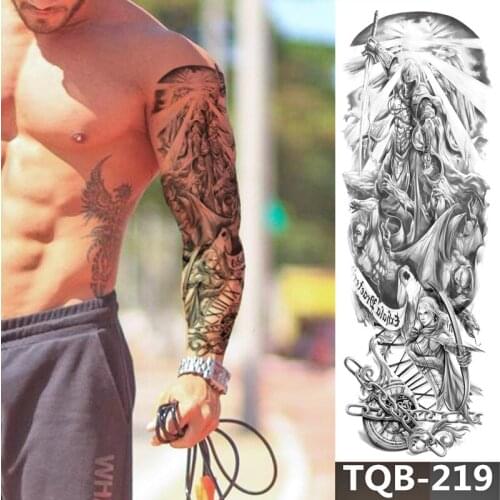 Waterproof Temporary Tattoo Sticker Battle Scene Full Arm Large Sleeve Tatoo Fake Flash Tattoos For Men Women