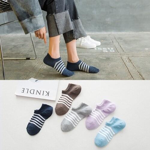 ZDL-181 Hot Sell Unique Heel Design Womens Comfortable Stripe Cotton Short Low Cut Collect Waist Antislip Ankle Socks 10 pairs